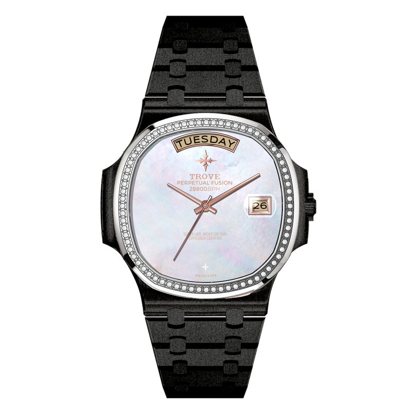 The Holy Trinity in 34mm Stainless Steel DLC black MOP Diamonds