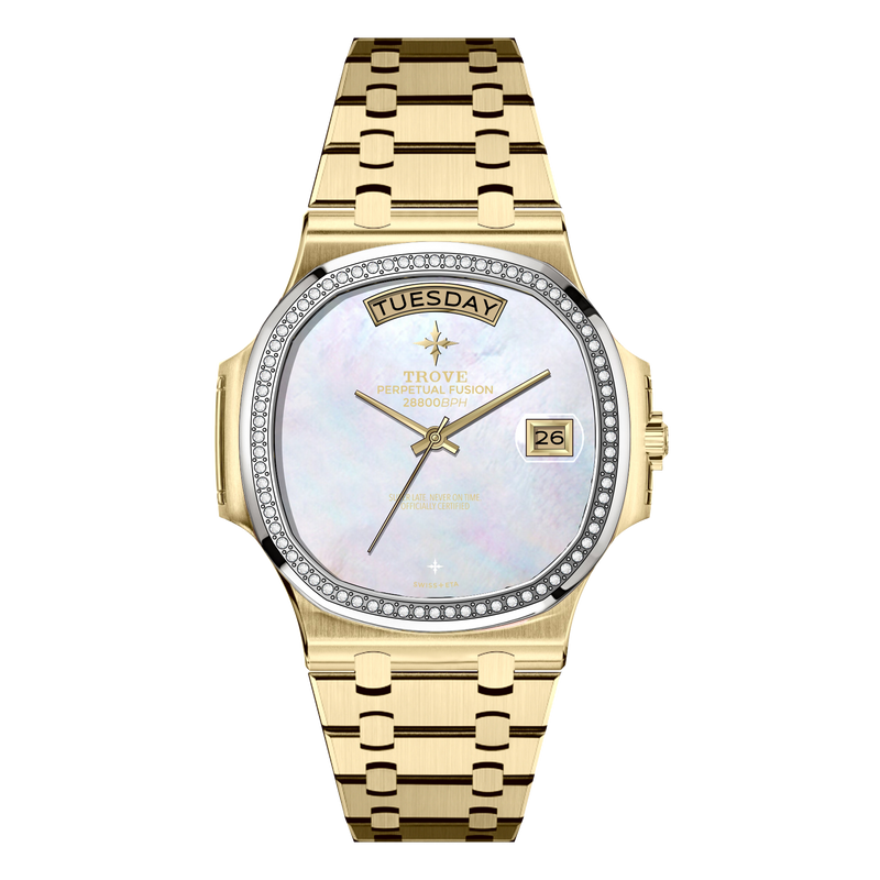 The Holy Trinity in 34mm 18K Gold  MOP Diamond Bezel
