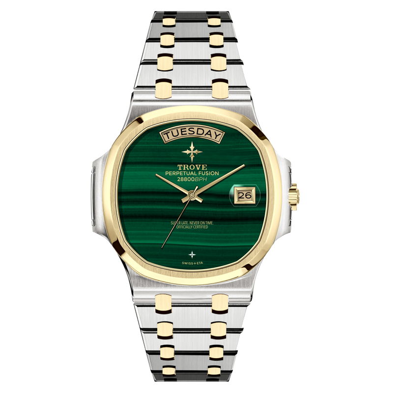 The Holy Trinity in 34mm SS-YG Malachite