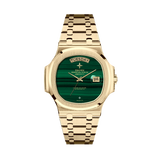 The Holy Trinity in 18K Gold with Malachite dial